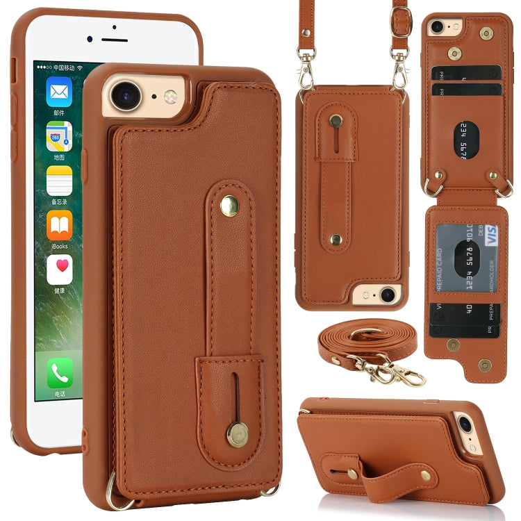 Wristband Vertical Flip Wallet Back Cover Phone Case with Long Lanyard