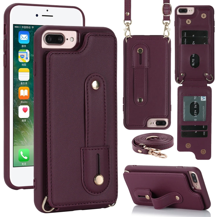 Wristband Vertical Flip Wallet Back Cover Phone Case with Long Lanyard