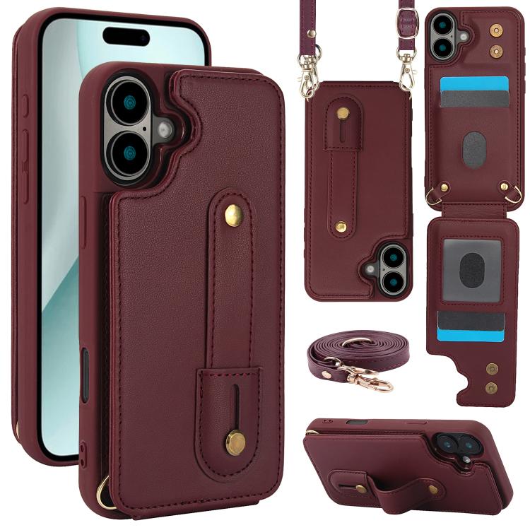 Wristband Vertical Flip Wallet Back Cover Phone Case with Long Lanyard