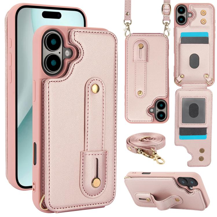 Wristband Vertical Flip Wallet Back Cover Phone Case with Long Lanyard