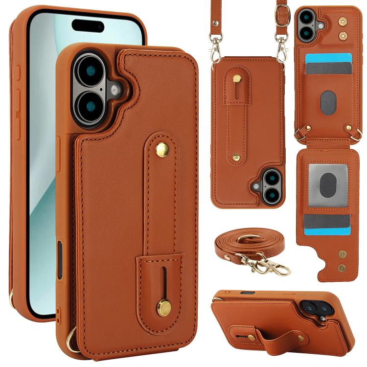 Wristband Vertical Flip Wallet Back Cover Phone Case with Long Lanyard
