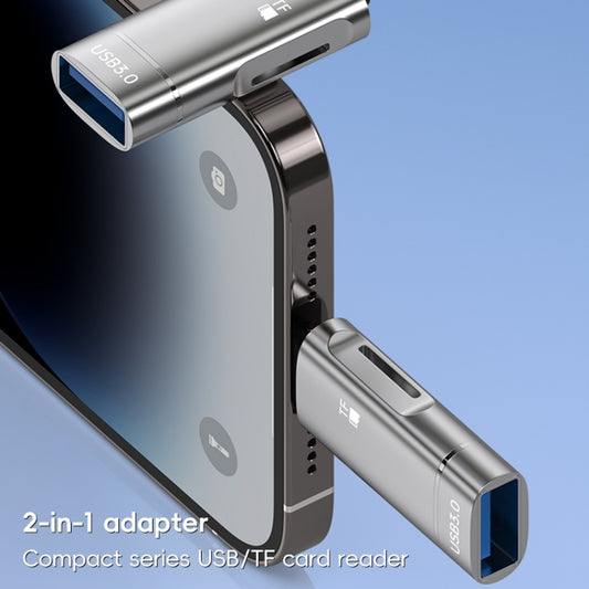 2 in 1 Type-C to USB and TF Card Reader Adapter, Type-C to USB and TF Card