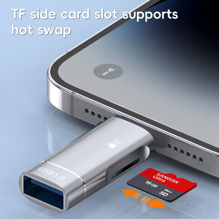 2 in 1 Type-C to USB and TF Card Reader Adapter, Type-C to USB and TF Card