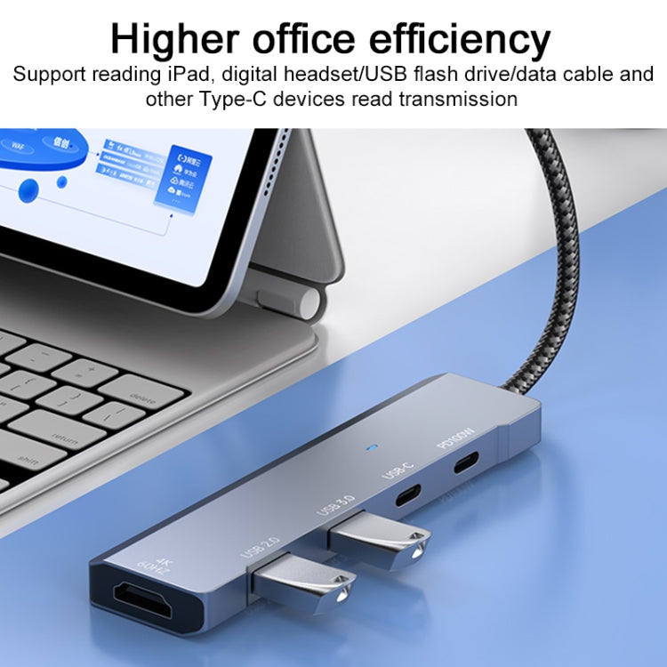 ADS-336 5 in 1 4K 60Hz HDMI, 2 x USB-C / Type-C, 2 x USB Multi-function HUB Expander, 5 in 1 (Dark Grey)
