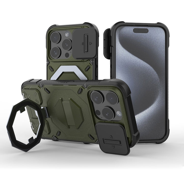 Camera Shield Armor MagSafe Holder Phone Case with Strap, For iPhone 18 Pro / 17 Pro, For iPhone 18 Pro Max / 17 Pro Max, For iPhone 17, For iPhone 17 Air, For iPhone 16 Pro Max, For iPhone 16 Pro, For iPhone 16 Plus, For iPhone 16, For iPhone 15 Pro M...