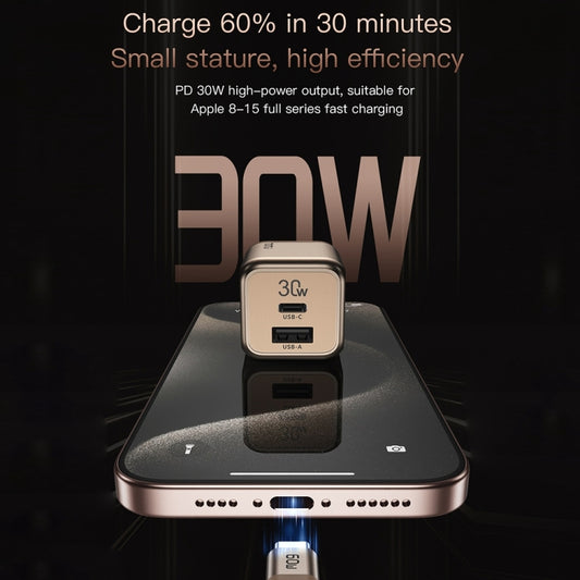 TOTUDESIGN HC-9 30W USB-A to Type-C GaN Fast Charger, UK Plug with Type-C to Type-C Cable, UK Plug with Type-C to 8 Pin Cable