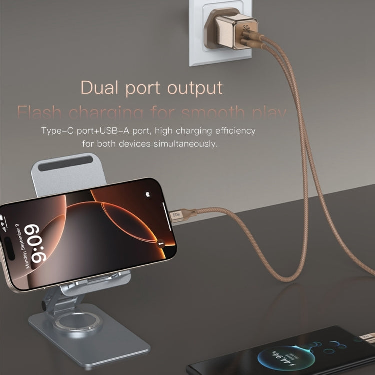 TOTUDESIGN HC-9 30W USB-A to Type-C GaN Fast Charger, UK Plug with Type-C to Type-C Cable, UK Plug with Type-C to 8 Pin Cable