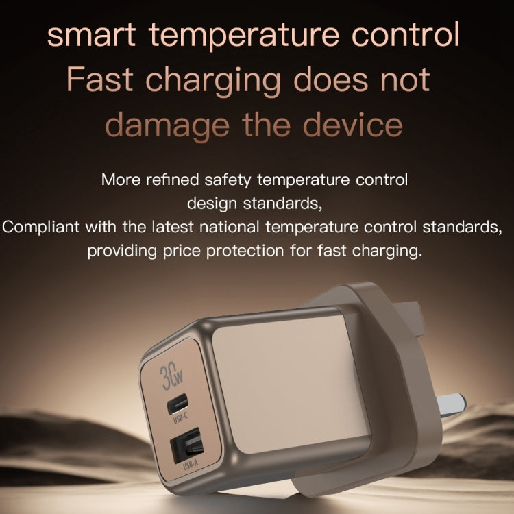TOTUDESIGN HC-9 30W USB-A to Type-C GaN Fast Charger, UK Plug with Type-C to Type-C Cable, UK Plug with Type-C to 8 Pin Cable