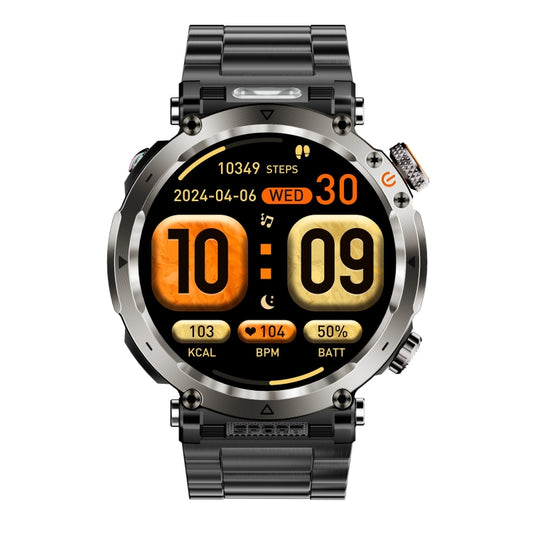 HT30 1.7 inch IP68 Waterproof Steel Band Smart Watch, Support Flashlight / Banknote Detector Light / Compass