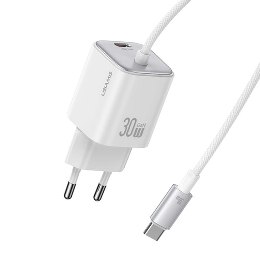USAMS CC264 30W GaN Mini Type-C / USB-C Dual Port Fast Charger with Cable, CC264