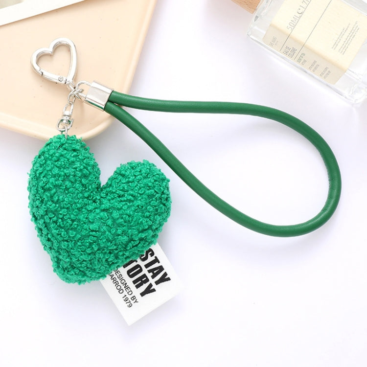Imitation Wool Plush Heart Keychain Mobile Phone Wrist Lanyard