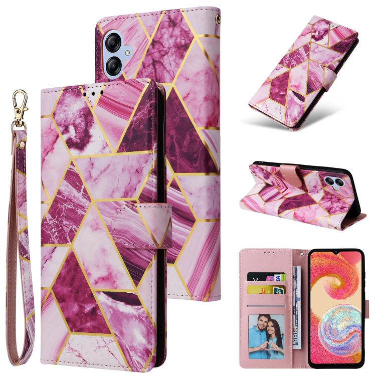 Marble Bronzing Stitching Leather Phone Case