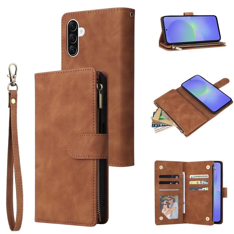 Multifunctional Frosted Zipper Wallet Leather Phone Case, For Samsung Galaxy A07 4G / 5G, For Samsung Galaxy A17 5G, For Samsung Galaxy A56 5G, For Samsung Galaxy A26 5G, For Samsung Galaxy A36 5G, For Samsung Galaxy A16 5G, For Samsung Galaxy A06 4G