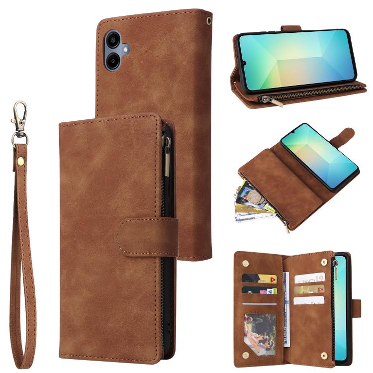 Multifunctional Frosted Zipper Wallet Leather Phone Case, For Samsung Galaxy A07 4G / 5G, For Samsung Galaxy A17 5G, For Samsung Galaxy A56 5G, For Samsung Galaxy A26 5G, For Samsung Galaxy A36 5G, For Samsung Galaxy A16 5G, For Samsung Galaxy A06 4G