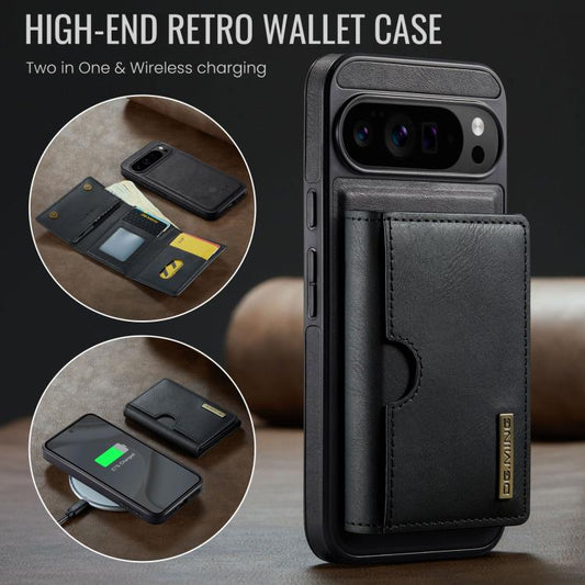 DG.MING M6 Series RFID Tri-fold Card Bag Removable Leather Phone Case, For Google Pixel 10 Pro XL, For Google Pixel 10 / Pixel 10 Pro, For Google Pixel 9 Pro XL, For Google Pixel 8 Pro, For Google Pixel 8