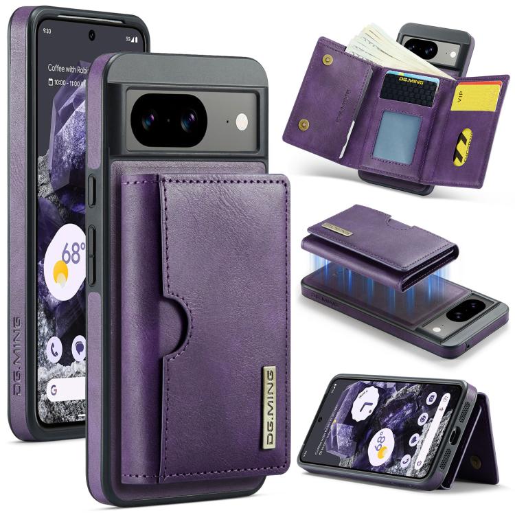 DG.MING M6 Series RFID Tri-fold Card Bag Removable Leather Phone Case, For Google Pixel 10 Pro XL, For Google Pixel 10 / Pixel 10 Pro, For Google Pixel 9 Pro XL, For Google Pixel 8 Pro, For Google Pixel 8