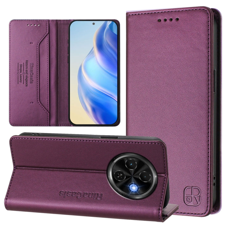 RC01 Dual-Folded Magnetic Suction RFID Leather Phone Case, For Tecno Camon 50 Pro 4G, For Tecno Camon 50 4G, For Tenco Spark Slim 5G, For Tecno Camon 40 Pro 4G, For Tecno Camon 40 4G, For Tecno Spark GO 1 / 2025 / Pop 9, For Tecno Camon 30S / 30S Pro 5...