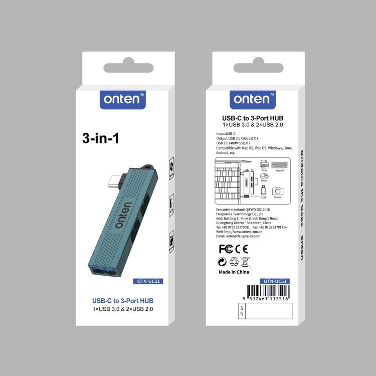 Onten UC51 3 in 1 Type-C to USB HUB, UC51