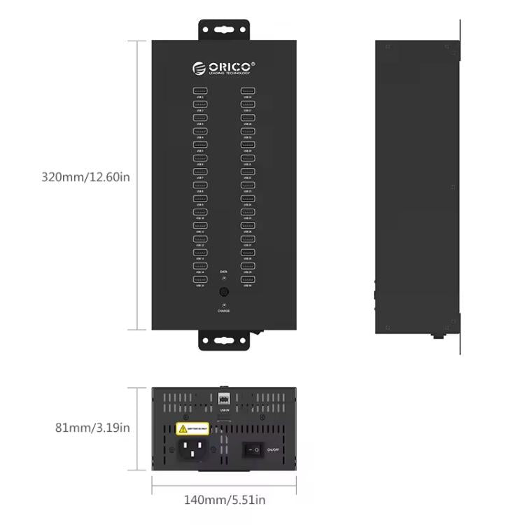 ORICO IH30P Industrial Grade 30 Ports USB 2.0 Hub, AU Plug, EU Plug, UK Plug, US Plug