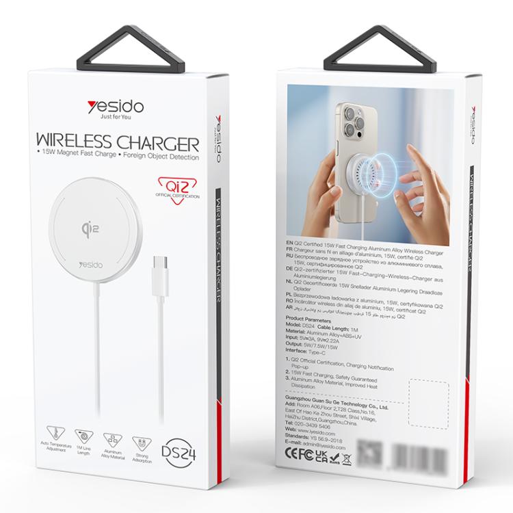 Yesido DS24 15W QI2.0 Desktop Magnetic Fast Charging Wireless Charger