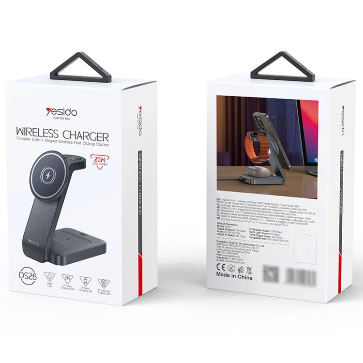 Yesido DS26 4-in-1 Magnetic Wireless Charging Stand with Night Light