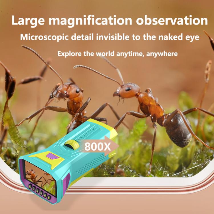 X1 3 inch HD Screen 800X Magnification Kids Microscope, X1