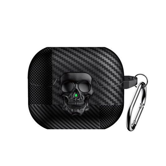 Carbon Fiber Pattern Skull Lock Bluetooth Earphone Protective Case, For Samsung Galaxy Buds3 Pro