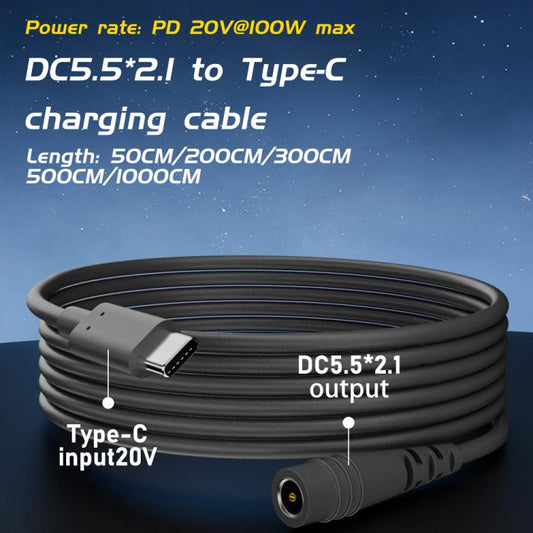 Type-C to DC 5.5x2.1mm 100W Computer Charging Adapter