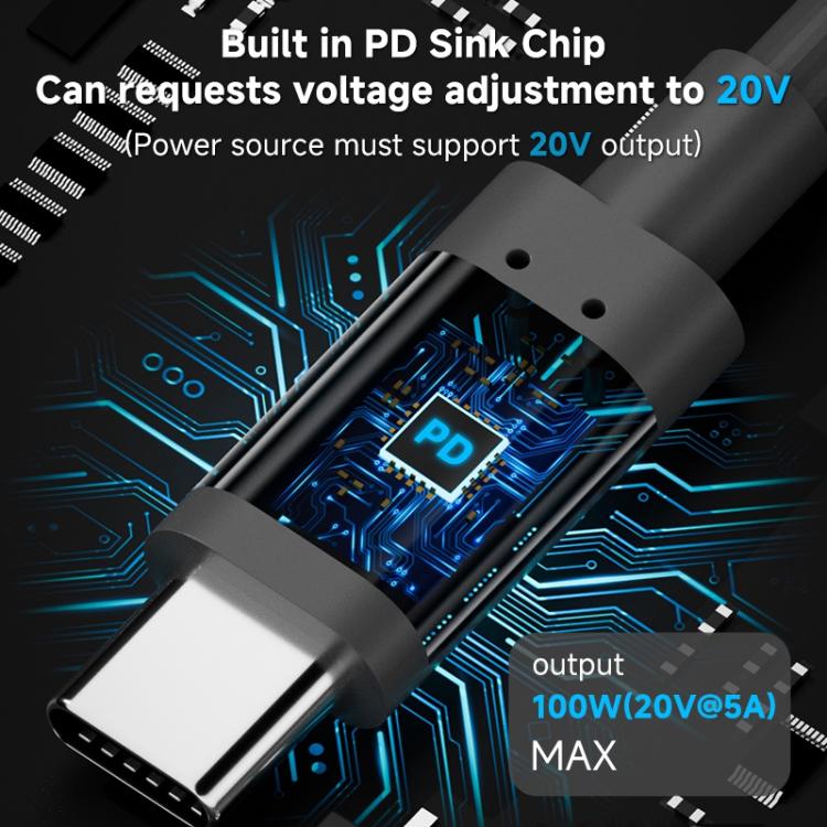 Type-C to DC 5.5x2.1mm 100W Computer Charging Adapter