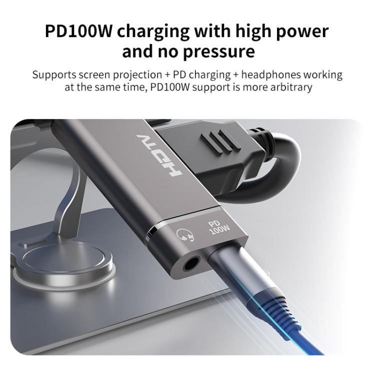 USB-C / Type-C to HDTV, 3.5mm, PD 100W 3 in 1 Multi-function Converter Docking Station, Type-C to HDTV+3.5mm+PD 100W
