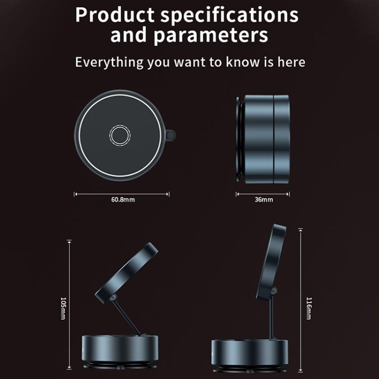 Q12 Foldable Vacuum MagSafe Magnetic Suction Cup Phone Holder, Q12(Black)