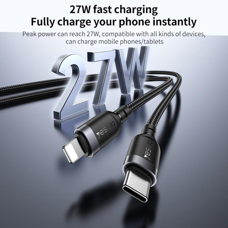 Yesido CA189 27W Type-C to 8 Pin Aluminum Alloy Data Cable, Length: 1.2m