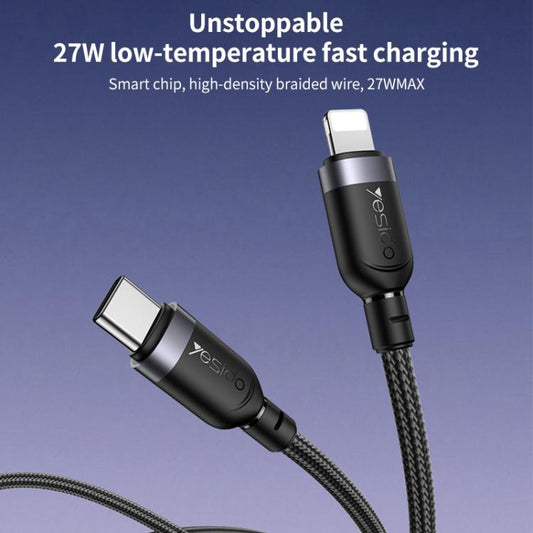 Yesido CA193 27W Type-C to 8 Pin Aluminum Alloy Data Cable, Length: 3m