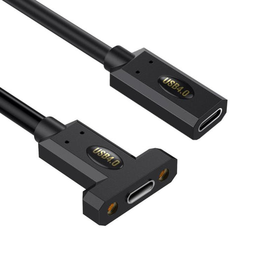 USB4 Type-C Female to Type-C Female Ear Screw Fixed Panel Extension Cable, 0.3m, 0.6m, 1m, 1.8m