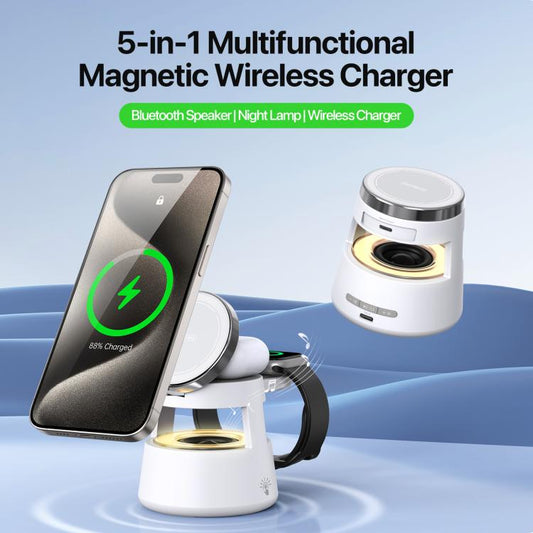 DUZZONA W23 5 in 1 Magnetic Wireless Charger with Bluetooth Speaker