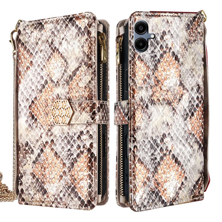 Crossbody Handle Snake Texture Leather Phone Case