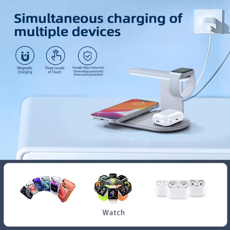 V2206 3 in 1 15W Wireless Charger with Night Light, V2206 (Black), V2206 (Silver)