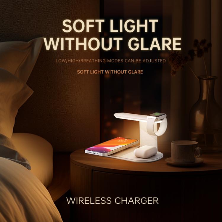 V2206 3 in 1 15W Wireless Charger with Night Light, V2206 (Black), V2206 (Silver)