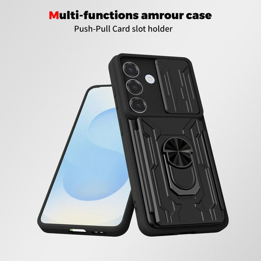 Schiebe-Kameraschutz TPU+PC Handyhülle mit Kartenfach, Für Samsung Galaxy S26+ 5G, Für Samsung Galaxy S26 Ultra 5G, Für Samsung Galaxy S26 5G, Für Samsung Galaxy S25 5G, Für Samsung Galaxy S25+ 5G, Für Samsung Galaxy S25 Ultra 5G