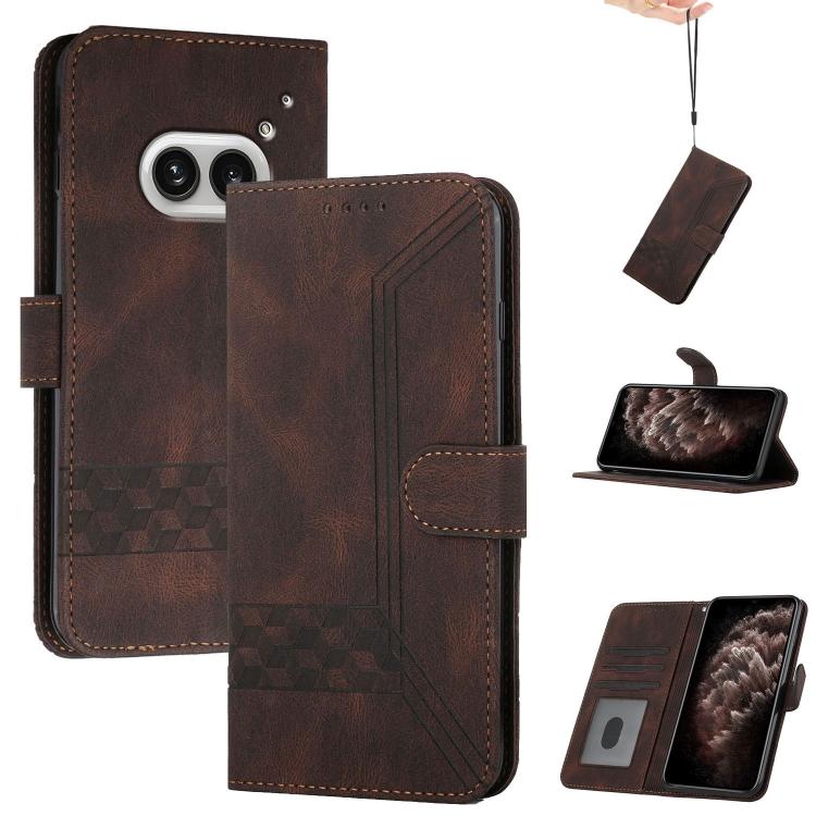 Cubic Skin Feel Flip Leather Phone Case, For Nothing Phone 4a Pro, For Nothing Phone 4a, For Nothing Phone 3a, For Nothing Phone 3a Pro, For Nothing Phone 2a
