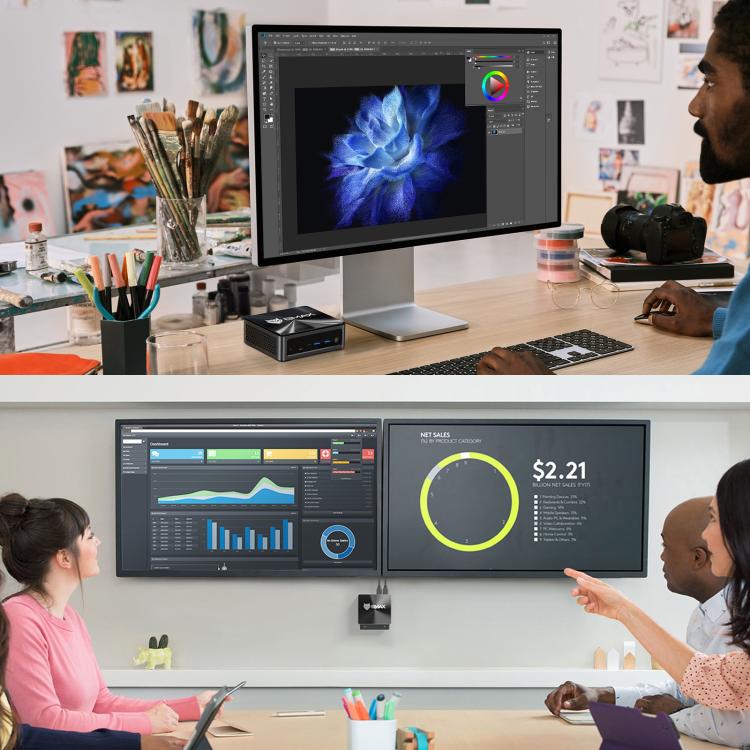 BMAX B5A Pro Windows 11 Mini PC, AMD Ryzen 7 CPU, Support 3 Monitors Output