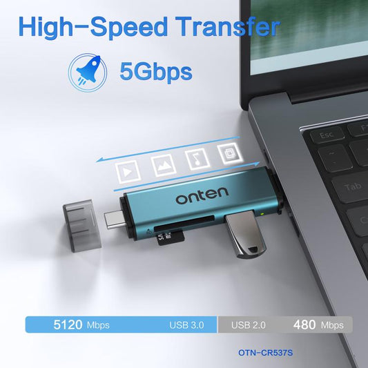 Onten OTN-CR537S 5 in 1 Type-C to USB with Micro SD/TF Card Reader, OTN-CR537S
