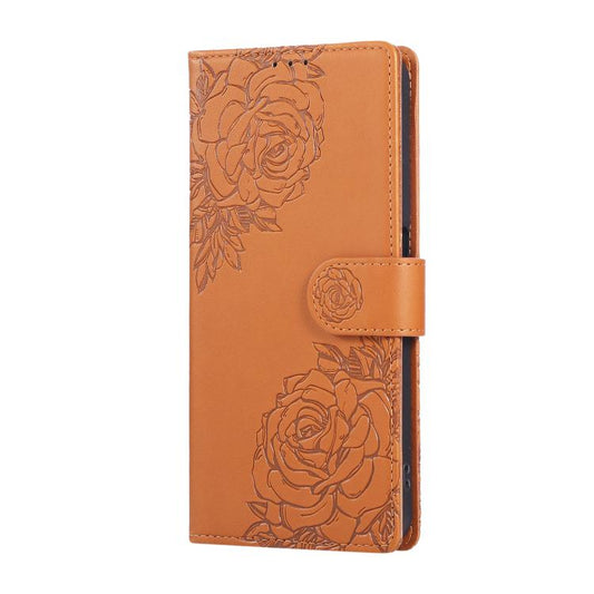 Rose Flower Embossed 3-Card Slots Leather Phone Case, For Samsung Galaxy A73 5G, For Samsung Galaxy A33 5G, For Samsung Galaxy A13 4G / 5G