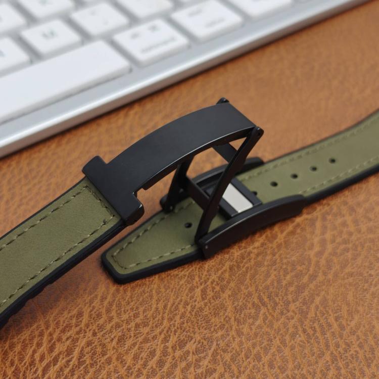 T-Shaped Fold Magnetic Buckle Silicone PU Watch Band, 20mm, 22mm