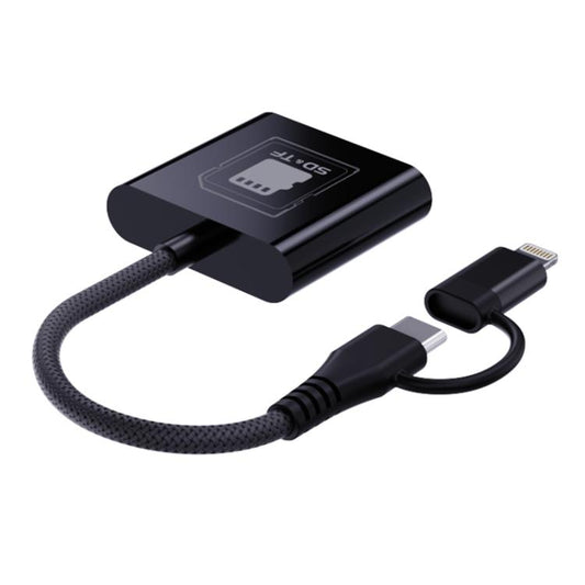 4 in 1 Type-C+8 Pin Multi-function Card Reader, Type-C+8 Pin