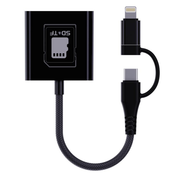 4 in 1 Type-C+8 Pin Multi-function Card Reader, Type-C+8 Pin