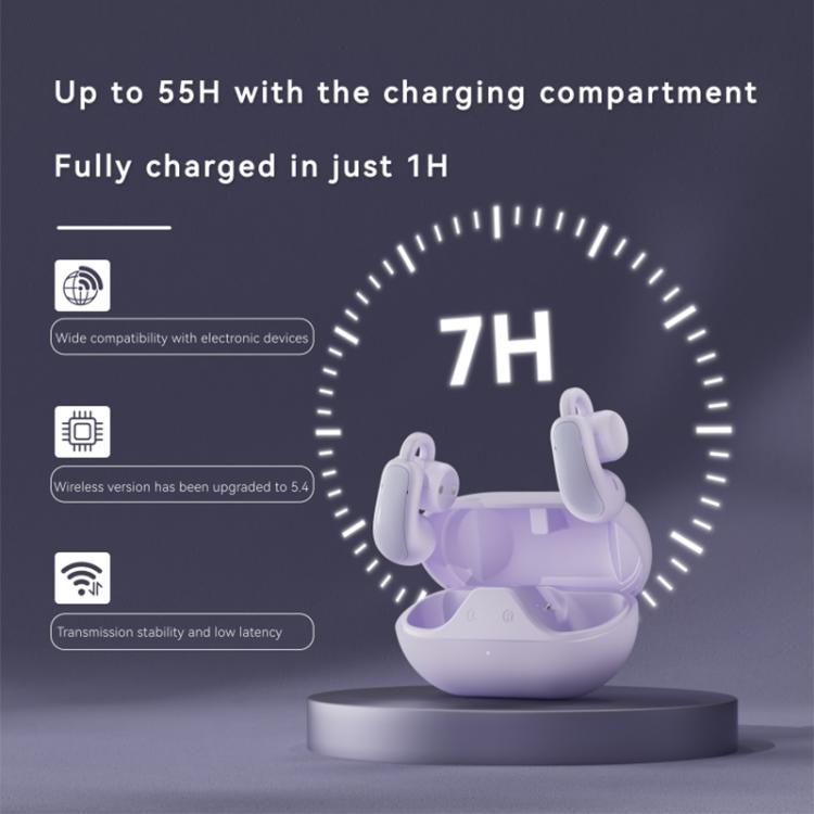 F18 Ear-Hook ANC Noise Reduction Air Conduction HIFI BT 5.4 Wireless Earphones, F18 (Black), F18 (White), F18 (Purple)