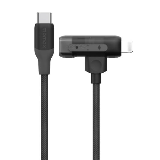 MOMAX DL56 1-Link Flow 60W Type-C to Type-C and 8 Pin Fast Charging Cable, Length:1.5m