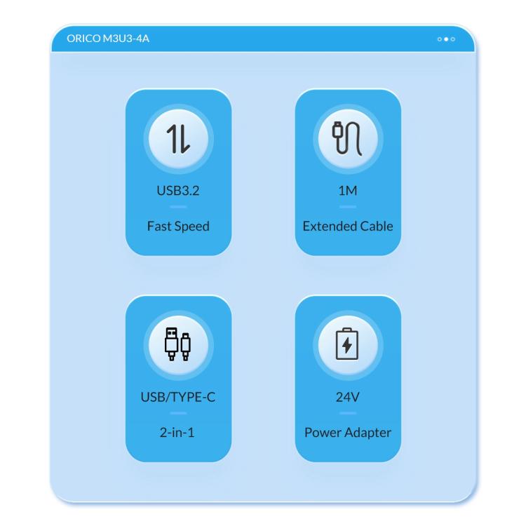 ORICO M3U3-4A 4 in 1 Type-C to USB 3.2 Docking Hub