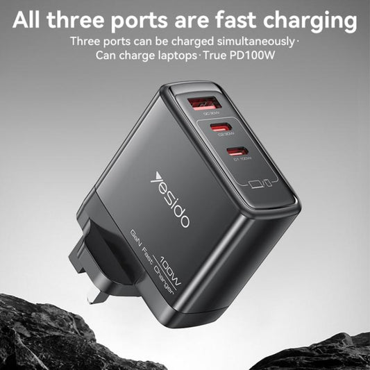 Yesido YC95 PD100W 2 USB-C , USB-A Three Ports GaN Fast Charger